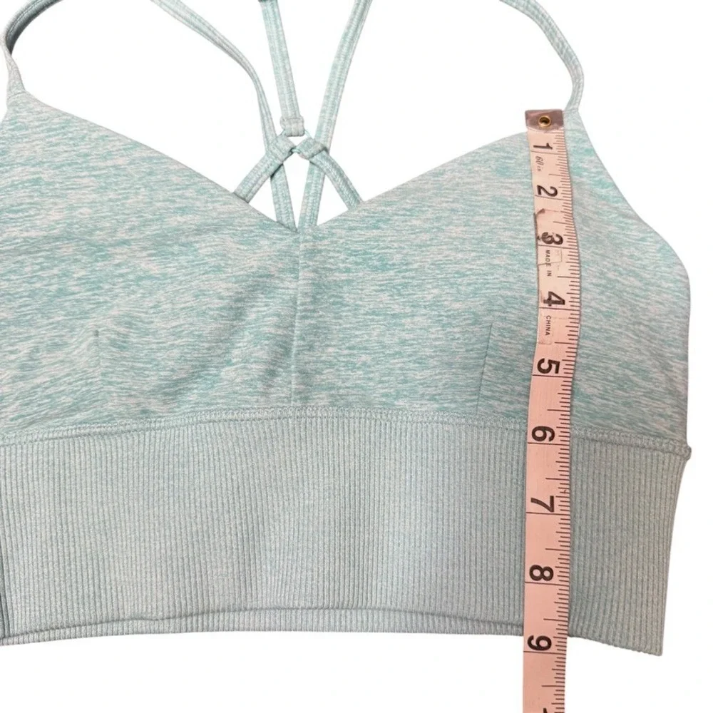 ALO Yoga Lavish Bra XS‎ Light Blue Heathered Crisscross Back Activewear Top